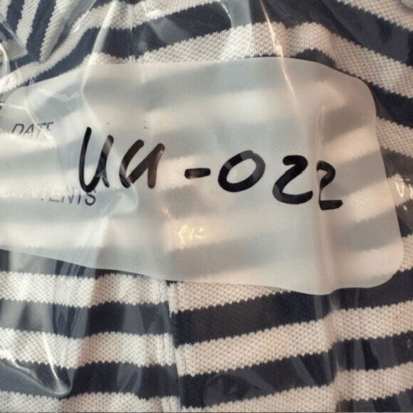 B. Draddy Men's Striped Pique Pima Cotton Blend Golf Polo Shirt Blue White Large - Picture 6 of 6